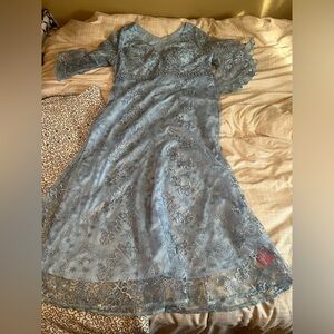 SHEIN Blue Floral Lace Chemise